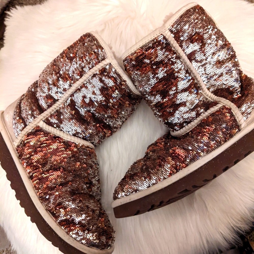 Two Toned Sparkle UGG Booties, Size 7